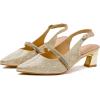 imageDADAWEN Womens Slingback Kitten Heels Closed Pointed Toe Low Heels Wedding Party Dress Pumps ShoesGold