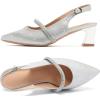 imageDADAWEN Womens Slingback Kitten Heels Closed Pointed Toe Low Heels Wedding Party Dress Pumps ShoesSilver