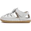 imageDADAWEN Toddler Girls Leather Closed Toe Summer Sandals Lightweight NonSlip Soft Sole Cute Flat Shoes Baby Flower Girl ShoesWhite