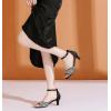 imageDADAWEN Womens Dressy Rhinestone Low Kitten Heel Ankle Strap Open Toe Sandals Dress Shoes Pump Sandals for Wedding Party EveningBlack