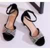 imageDADAWEN Womens Dressy Rhinestone Low Kitten Heel Ankle Strap Open Toe Sandals Dress Shoes Pump Sandals for Wedding Party EveningBlack