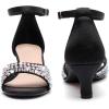imageDADAWEN Womens Dressy Rhinestone Low Kitten Heel Ankle Strap Open Toe Sandals Dress Shoes Pump Sandals for Wedding Party EveningBlack
