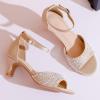 imageDADAWEN Womens Dressy Rhinestone Low Kitten Heel Ankle Strap Open Toe Sandals Dress Shoes Pump Sandals for Wedding Party EveningNude