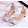 imageDADAWEN Womens Dressy Rhinestone Low Kitten Heel Ankle Strap Open Toe Sandals Dress Shoes Pump Sandals for Wedding Party EveningSilver