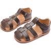 imageDADAWEN Toddler Little Kid Boys Girls Summer Lightweight Soft Rubber Sole ClosedToe NonSlip Outdoor Athletic SandalsBrown