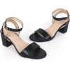 imageDADAWEN Womens Glitter Open Toe Ankle Strap Low Block Chunky Heels Sandals Party Wedding Bridal Dress Pumps ShoesBlack