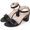 imageDADAWEN Womens Glitter Open Toe Ankle Strap Low Block Chunky Heels Sandals Party Wedding Bridal Dress Pumps ShoesBlack