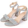 imageDADAWEN Womens Glitter Open Toe Ankle Strap Low Block Chunky Heels Sandals Party Wedding Bridal Dress Pumps ShoesSilver