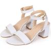 imageDADAWEN Womens Glitter Open Toe Ankle Strap Low Block Chunky Heels Sandals Party Wedding Bridal Dress Pumps ShoesWhite 02
