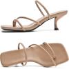 imageDADAWEN Womens kitten Heels Thong Sandals Strappy Open Square Toe Flip Flop Heels Sexy Fashion Comfort Summer Dressy Party Heeled SandalsNude