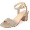 imageDADAWEN Womens Glitter Open Toe Ankle Strap Low Block Chunky Heels Sandals Party Wedding Bridal Dress Pumps ShoesGold