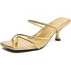 imageDADAWEN Womens kitten Heels Thong Sandals Strappy Open Square Toe Flip Flop Heels Sexy Fashion Comfort Summer Dressy Party Heeled SandalsGold