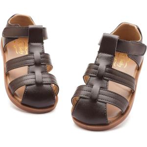 imageDADAWEN Toddler Little Kid Boys Girls Summer Lightweight Soft Rubber Sole ClosedToe NonSlip Outdoor Athletic SandalsBrown