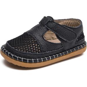 imageDADAWEN Boys Girls Leather Closed Toe Summer Athletic Sandals Baby Toddler Lightweight NonSlip Soft Sole Outdoor Walking ShoesBlack