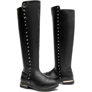 imageDADAWEN Girls Waterproof Side Zipper Knee High Riding Boots ToddlerLittle KidBig KidBlack