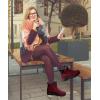 imageDADAWEN Womens Winter Warm Fur Lined Snow Boots Side Zipper Ankle Boots Outdoor Booties Comfortable Boots for WomenRed