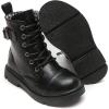 imageDADAWEN Boys Girls Glitter Ankle Boots Lace Up Waterproof Combat Boot With Side Zipper ToddlerLittle KidBig KidBlack Leather 02