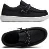 imageDADAWEN Boys Girls SlipOn Casual Boat Shoes School Dress Shoes Comfortable Lightweight Lace Up Loafers ToddlerLittle KidBig KidBlack