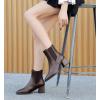 imageDADAWEN Womens Elastic Gore Chelsea Boots Chunky Block Heel Ankle BootiesBrown