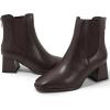imageDADAWEN Womens Elastic Gore Chelsea Boots Chunky Block Heel Ankle BootiesBrown