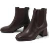 imageDADAWEN Womens Elastic Gore Chelsea Boots Chunky Block Heel Ankle BootiesBrown