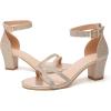 imageDADAWEN Womens Open Toe Ankle Strap Chunk Low Heel Strappy Sandals Bridesmaid Wedding Bridal Party Evening Homecoming Prom Dress Pumps ShoesGold