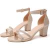 imageDADAWEN Womens Open Toe Ankle Strap Chunk Low Heel Strappy Sandals Bridesmaid Wedding Bridal Party Evening Homecoming Prom Dress Pumps ShoesGold