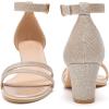 imageDADAWEN Womens Open Toe Ankle Strap Chunk Low Heel Strappy Sandals Bridesmaid Wedding Bridal Party Evening Homecoming Prom Dress Pumps ShoesGold