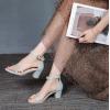 imageDADAWEN Womens Open Toe Ankle Strap Chunk Low Heel Strappy Sandals Bridesmaid Wedding Bridal Party Evening Homecoming Prom Dress Pumps ShoesSilver
