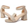 imageDADAWEN Womens Open Toe Ankle Strap Low Block Chunky Heels Sandals Bridesmaid Wedding Bridal Party Evening Homecoming Prom Dress Pump ShoesGold