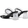 imageDADAWEN Womens Square Toe Clear Two Strap Open Toe Low Block Chunky Slip on Heels Sandals for Women DressyBlack