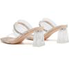 imageDADAWEN Womens Square Toe Clear Two Strap Open Toe Low Block Chunky Slip on Heels Sandals for Women DressyNude