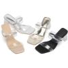 imageDADAWEN Womens Square Toe Clear Two Strap Open Toe Low Block Chunky Slip on Heels Sandals for Women DressySilver