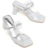 imageDADAWEN Womens Square Toe Clear Two Strap Open Toe Low Block Chunky Slip on Heels Sandals for Women DressySilver