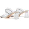 imageDADAWEN Womens Square Toe Clear Two Strap Open Toe Low Block Chunky Slip on Heels Sandals for Women DressySilver