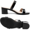 imageDADAWEN Womens Two Strap Open Toe Slip On Low Chunky Heels Sandals Block Heels Mule Sandals Party Dating Wedding Dress Pumps ShoesBlack