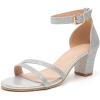 imageDADAWEN Womens Open Toe Ankle Strap Chunk Low Heel Strappy Sandals Bridesmaid Wedding Bridal Party Evening Homecoming Prom Dress Pumps ShoesSilver