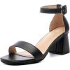 imageDADAWEN Womens Open Toe Ankle Strap Low Block Chunky Heels Sandals Bridesmaid Wedding Bridal Party Evening Homecoming Prom Dress Pump ShoesBlack
