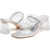 imageDADAWEN Womens Square Toe Clear Two Strap Open Toe Low Block Chunky Slip on Heels Sandals for Women DressySilver