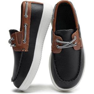 imageDADAWEN Boys Girls Dress Shoes Boat Shoe Slip on Loafers Casual School Shoes ToddlerLittle KidBig KidBlack