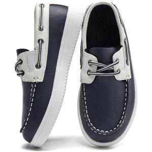 imageDADAWEN Boys Girls Dress Shoes Boat Shoe Slip on Loafers Casual School Shoes ToddlerLittle KidBig KidBlue