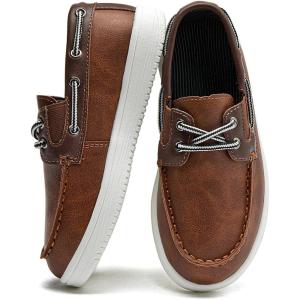 imageDADAWEN Boys Girls Dress Shoes Boat Shoe Slip on Loafers Casual School Shoes ToddlerLittle KidBig KidBrown