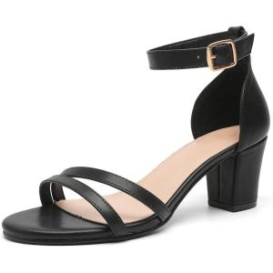 imageDADAWEN Womens Open Toe Ankle Strap Chunk Low Heel Strappy Sandals Bridesmaid Wedding Bridal Party Evening Homecoming Prom Dress Pumps ShoesBlack