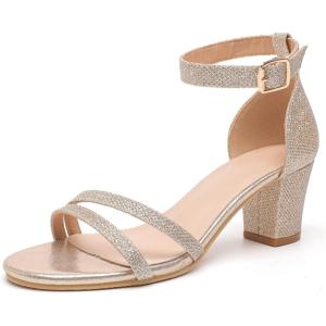 imageDADAWEN Womens Open Toe Ankle Strap Chunk Low Heel Strappy Sandals Bridesmaid Wedding Bridal Party Evening Homecoming Prom Dress Pumps ShoesGold