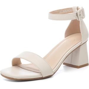imageDADAWEN Womens Open Toe Ankle Strap Low Block Chunky Heels Sandals Bridesmaid Wedding Bridal Party Evening Homecoming Prom Dress Pump ShoesWhite