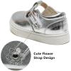 imageDADAWEN Girls Cute Mary Jane Flats School Uniform Shoes Comfort Sneakers ToddlerLittle KidBig KidSilver