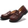 imageDADAWEN Girls Loafers Slip On Round Toe Oxford Shoes Flats Church School Uniform Dress Shoes for Girls ToddlerLittle KidBig KidBrown