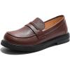 imageDADAWEN Girls Loafers Slip On Round Toe Oxford Shoes Flats Church School Uniform Dress Shoes for Girls ToddlerLittle KidBig KidBrown