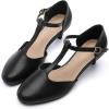 imageDADAWEN Womens Closed Toe TStrap Buckle Low Heel Party Bridal Wedding Dress Pump Shoes