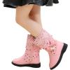 imageDADAWEN Girls Waterproof Lace Bowknot Side Zipper Fur Winter Boots ToddlerLittle KidBig Kid